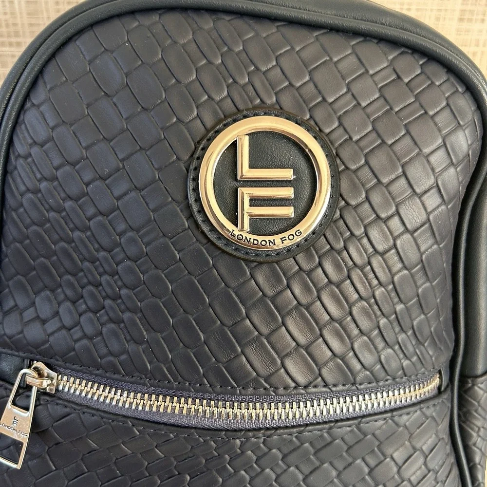 London Fog Navy Woven Backpack 100th Anniversary New $108 MSRP Bowery Medium Sz